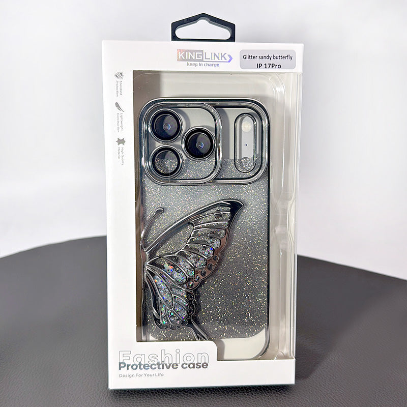 Case for Iphone 17 6.3 Kinglink Glitter Sandy Butterfly