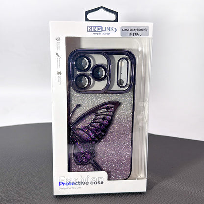 Case for Iphone 17 6.3 Kinglink Glitter Sandy Butterfly
