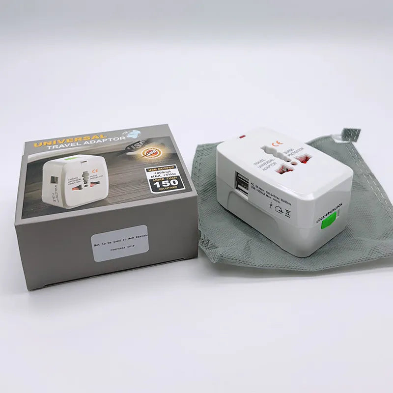 Universal All-in-One International Travel Adapter 931D (1000mA USB, Grey)