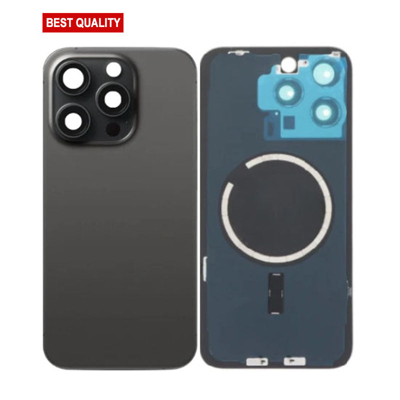 Back Panel with Magnet Black No Logo for iPhone 15Pro Max (Best Aftermarket)