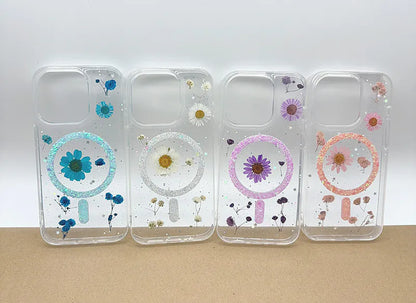 Case for iPhone 15 Pro max 6.7 Kinglink Real Flower Blossom MagFit