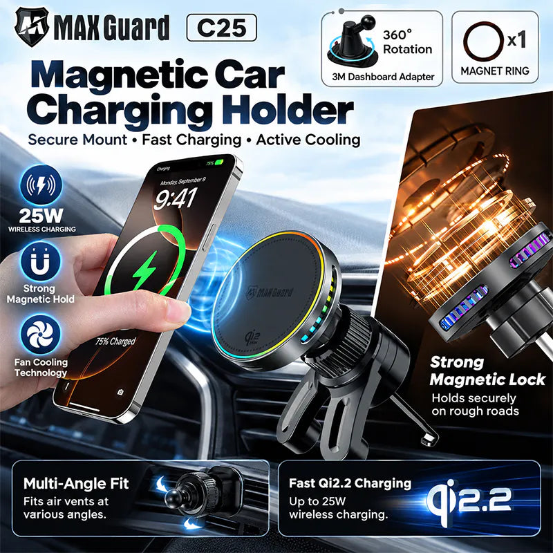 Maxguard C25 qi 2.2 25W Magnetic Car Charging Holder
