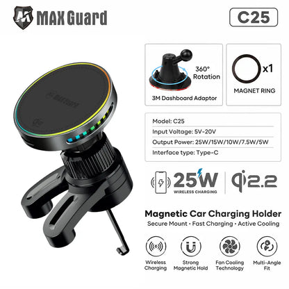 Maxguard C25 qi 2.2 25W Magnetic Car Charging Holder