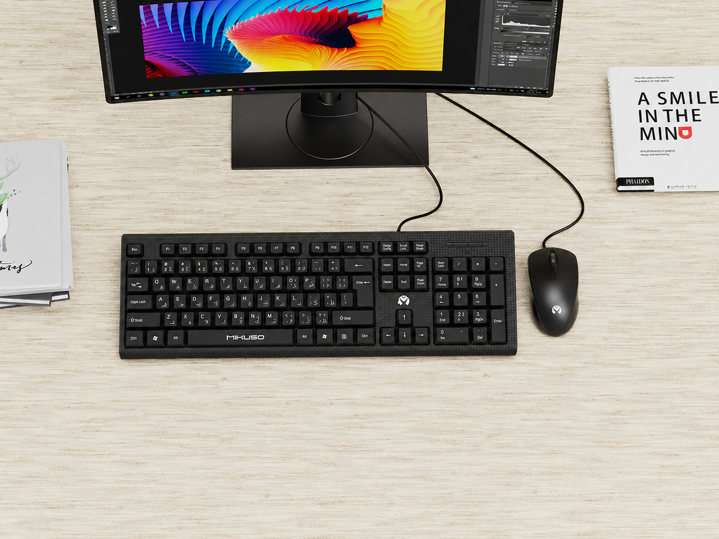 Mikuso KBC049 USB Wired Combo Keyboard and Mouse for Business - English / Arabic Layout | Black
