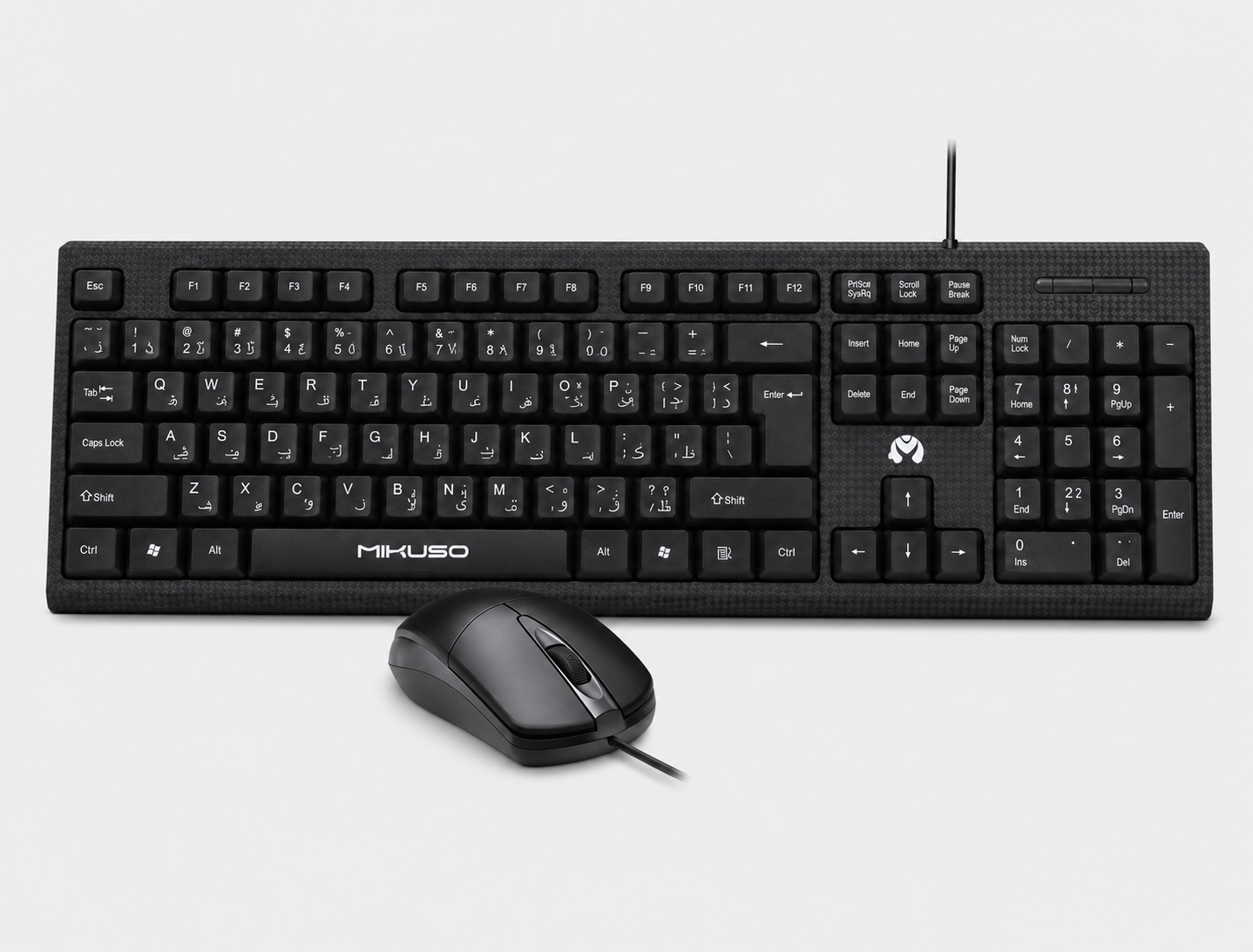 Mikuso KBC049 USB Wired Combo Keyboard and Mouse for Business - English / Arabic Layout | Black