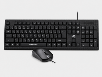 Mikuso KBC049 USB Wired Combo Keyboard and Mouse for Business - English / Arabic Layout | Black