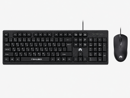 Mikuso KBC049 USB Wired Combo Keyboard and Mouse for Business - English / Arabic Layout | Black