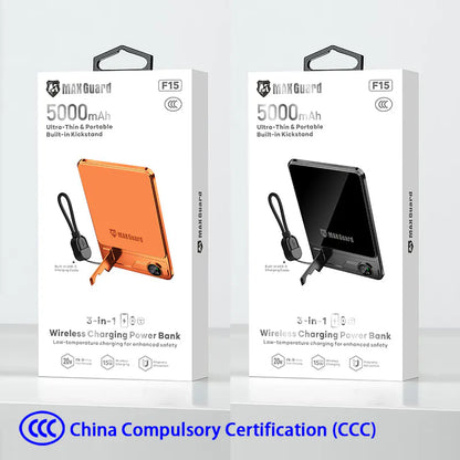 Maxguard (CCC) 5000 mah 3-in-1 Wireless Charging Power Bank F15