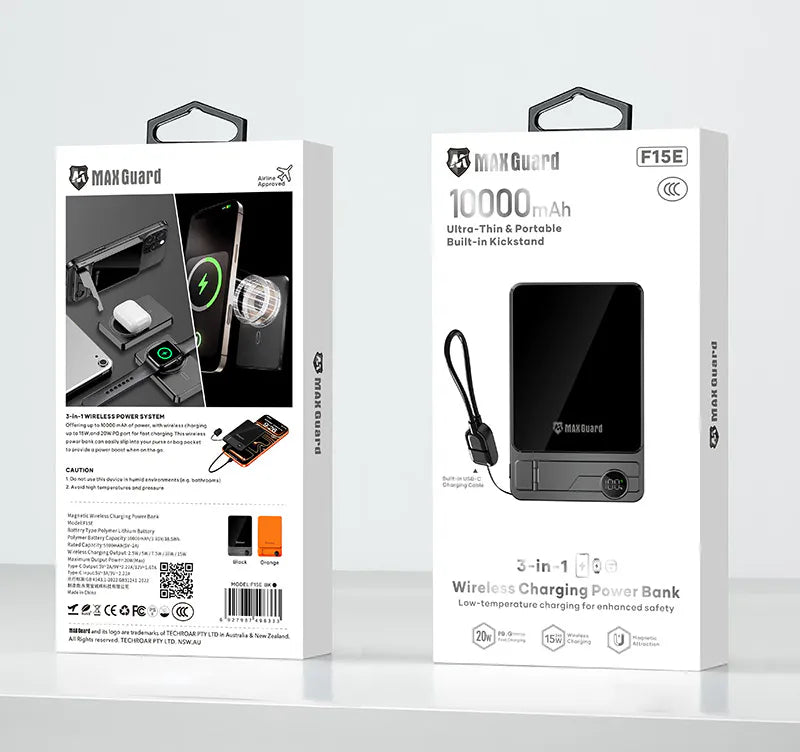 Maxguard (CCC) 10000 mah 3-in-1 Wireless Charging Power Bank F15E