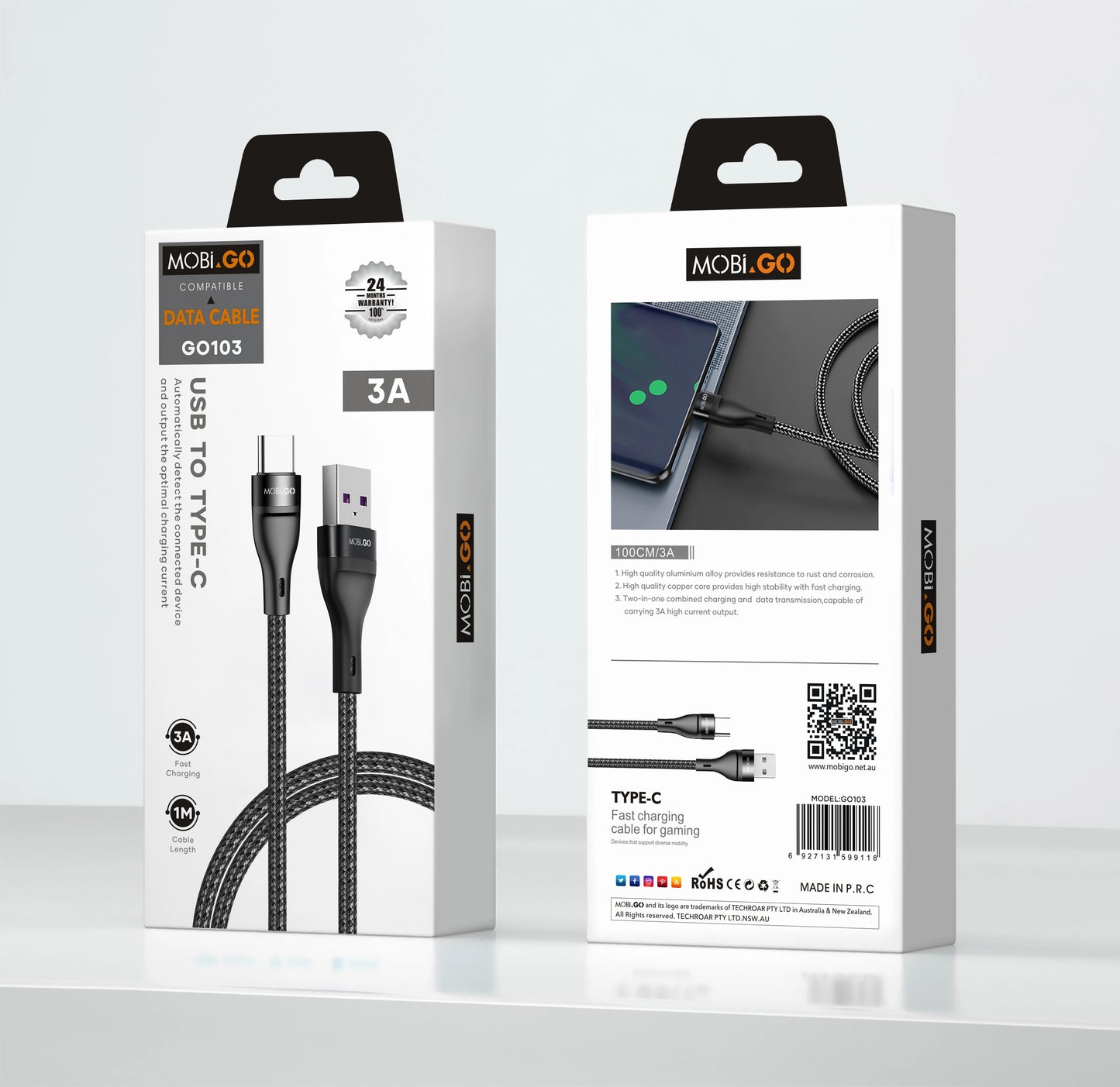 Mobigo 1m USB-A To C Cable G0103