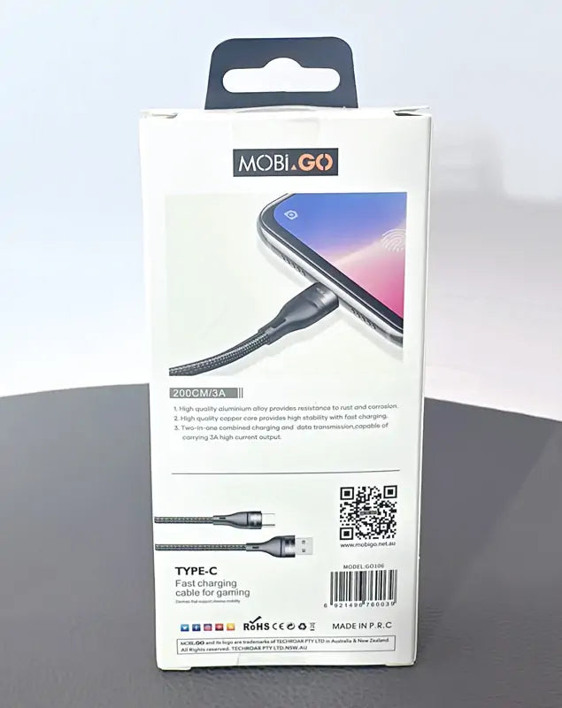 Mobigo 2m USB-A to C cable GO106