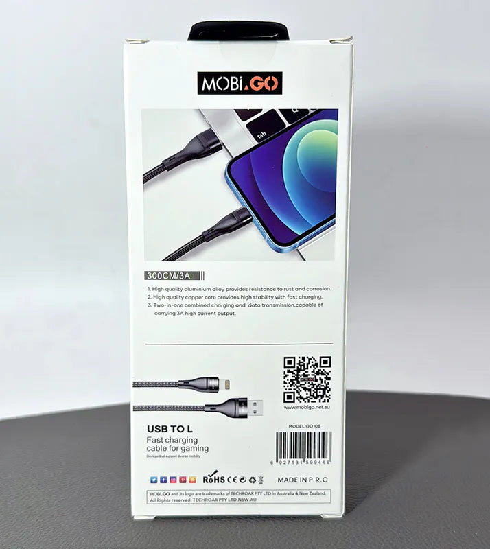 Mobigo 3m USB-A to Lightning cable GO108