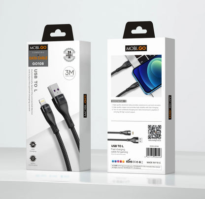 Mobigo 3m USB-A to Lightning cable GO108