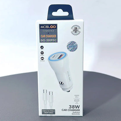 Mobigo 38W USB A+C car charger with Type-C to C combo GO200PDC