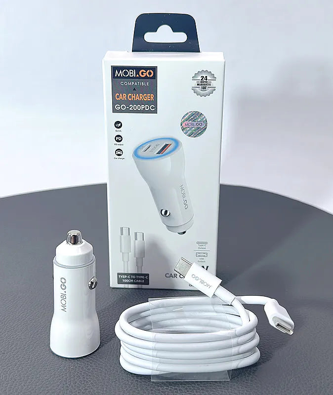Mobigo 38W USB A+C car charger with Type-C to C combo GO200PDC