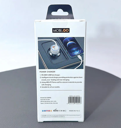 Mobigo  38W 2 UAB car charger with Type-C to Lightning combo GO200PDL