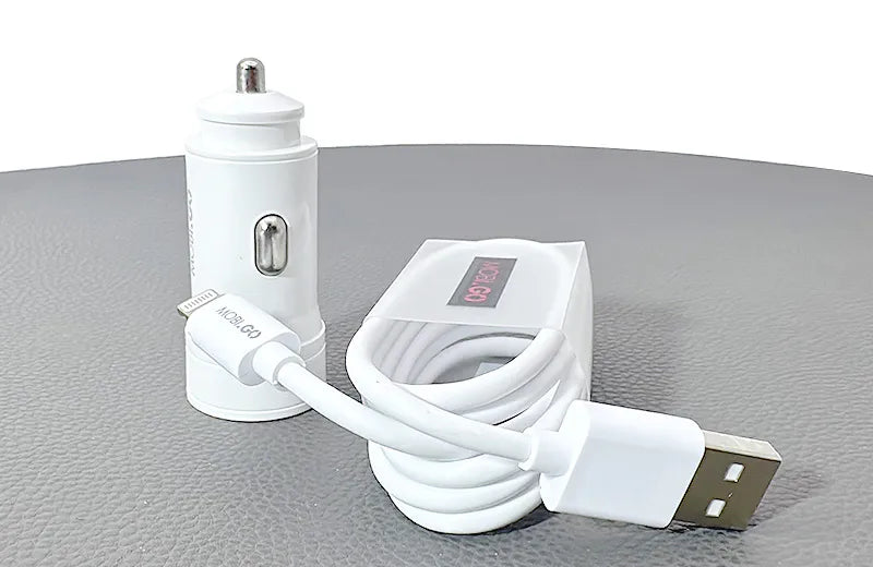 Mobigo 3.1A 2 USB car charger with USB-A to Lightning combo GO221L