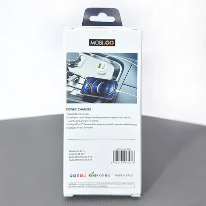 Mobigo 3.1A 2 USB car charger with USB-A to Lightning combo GO221L