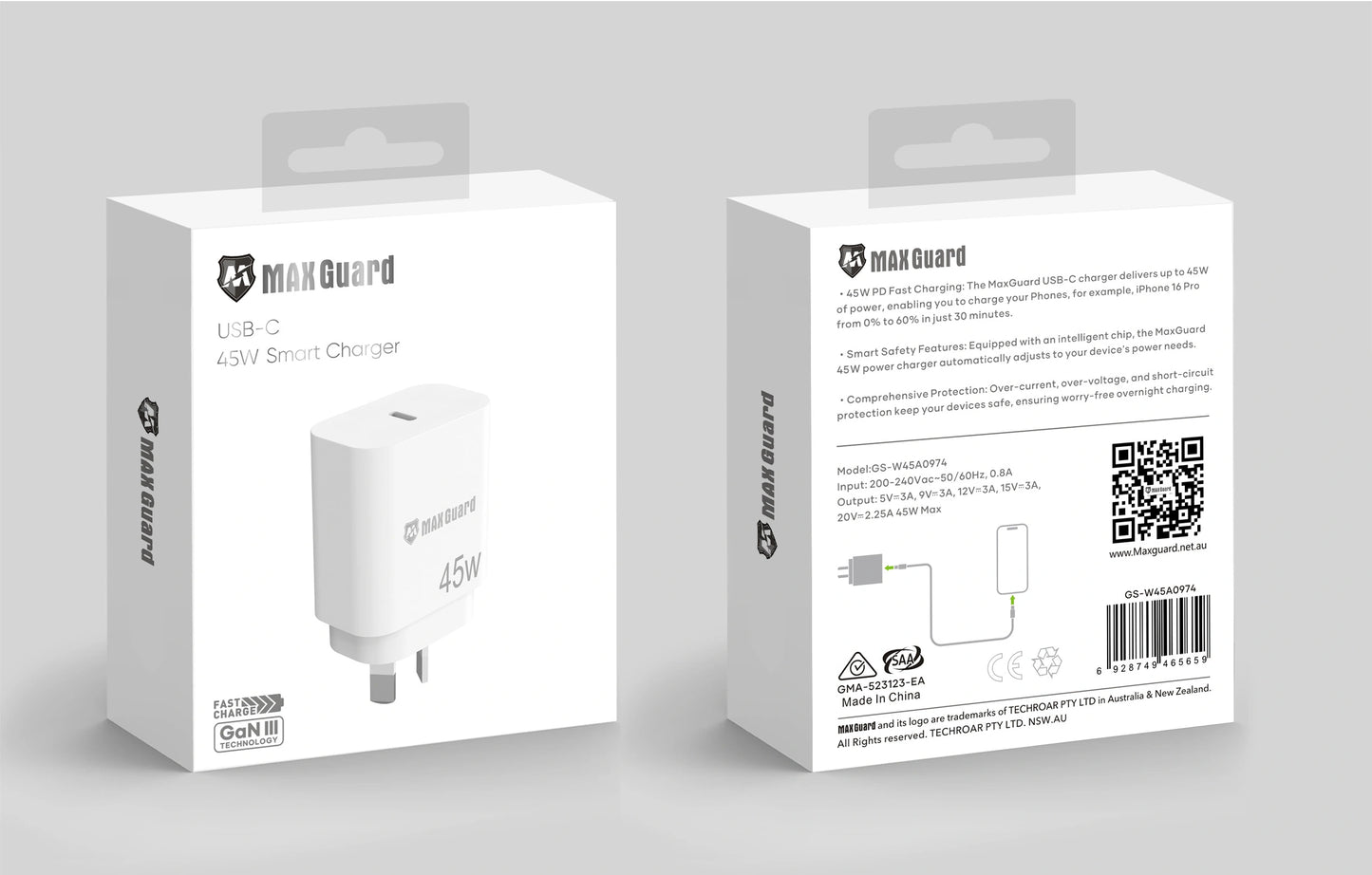 Maxguard PD 45W USB-C Smart Charger GS-W45A0974