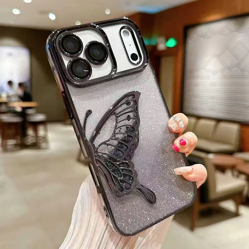 Case for Iphone 16e/17e Kinglink Glitter Sandy Butterfly