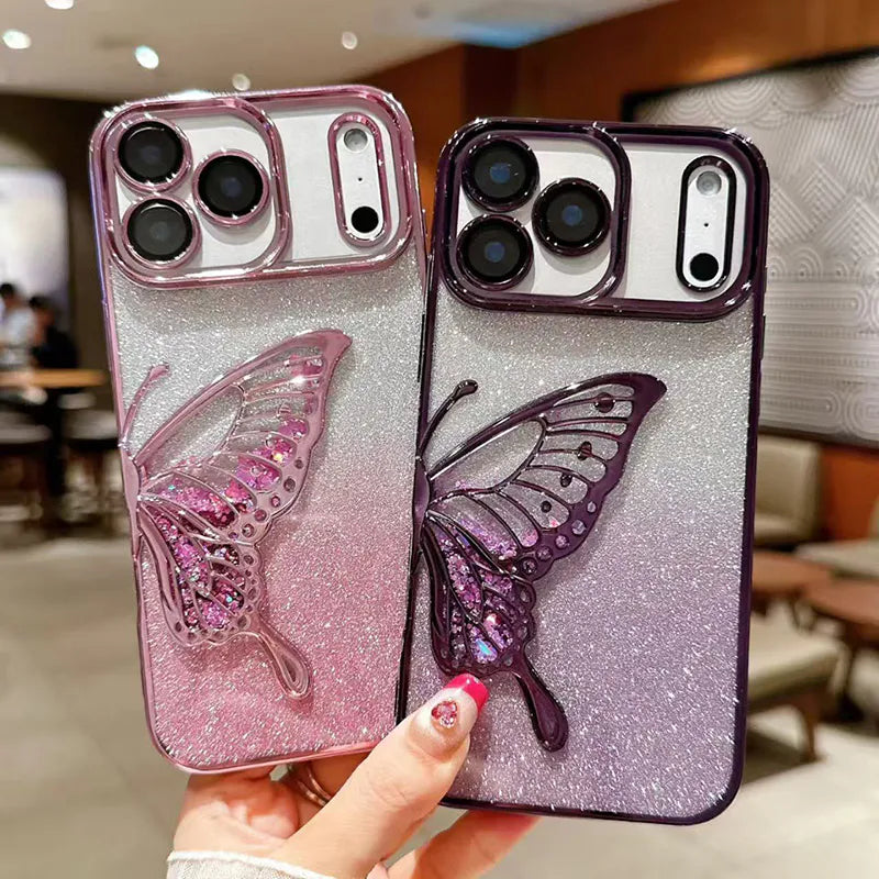 Case for Iphone 16e/17e Kinglink Glitter Sandy Butterfly