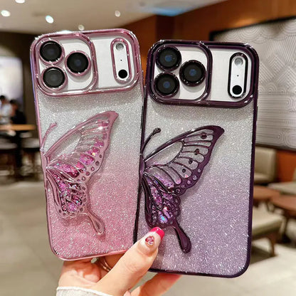 Case for Iphone 16e/17e Kinglink Glitter Sandy Butterfly