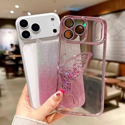 Case for Iphone 16e/17e Kinglink Glitter Sandy Butterfly
