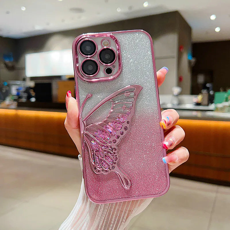 Case for Iphone 16e/17e Kinglink Glitter Sandy Butterfly