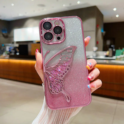 Case for Iphone 16e/17e Kinglink Glitter Sandy Butterfly