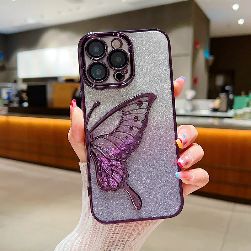 Case for Iphone 16e/17e Kinglink Glitter Sandy Butterfly