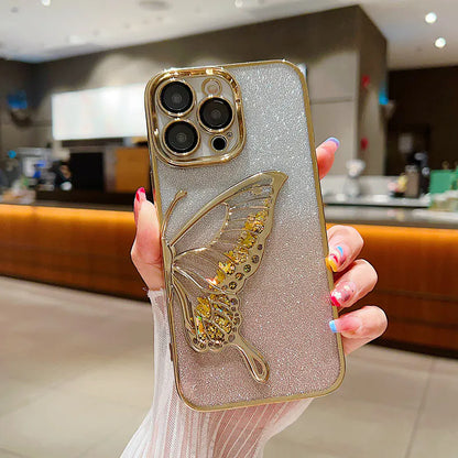 Case for Iphone 16e/17e Kinglink Glitter Sandy Butterfly