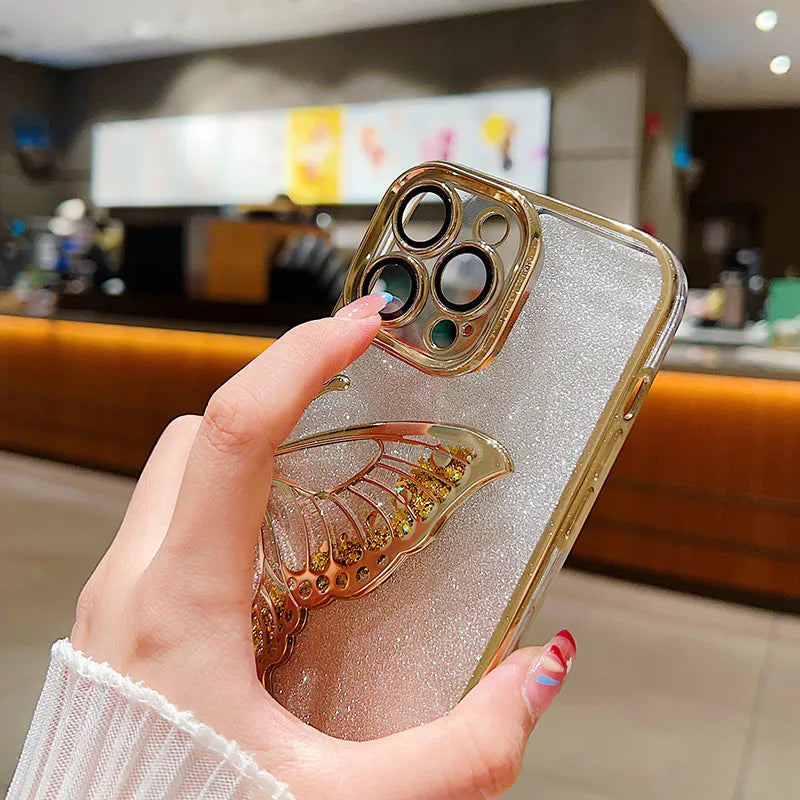 Case for Iphone 16e/17e Kinglink Glitter Sandy Butterfly
