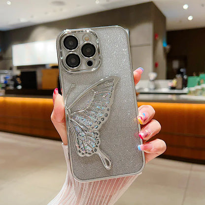 Case for Iphone 16e/17e Kinglink Glitter Sandy Butterfly