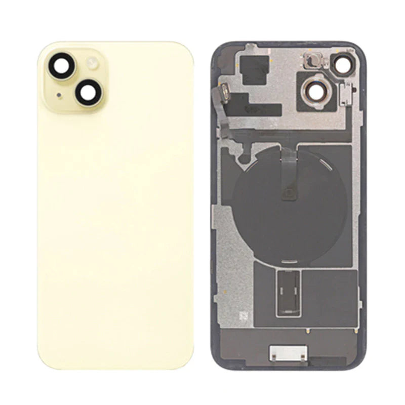 Back Panel with Wireless Charging Flex Yellow no Logo for iPhone 15plus (Best Quality)