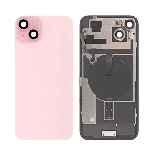 Back Panel with Wireless Charging Flex Pink no Logo for iPhone 15plus (Best Quality)