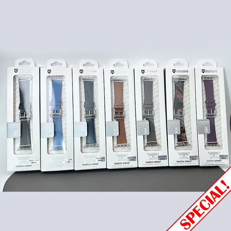 Maxguard Genuine Leather Band For Apple Watch (compatible with 38/40/41/42(S10)/44/45/46(S10)/49mm)