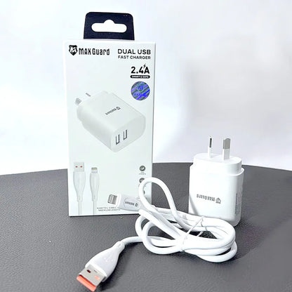 Maxguard 2.4A wall charger with USB-A to L combo KAC01L