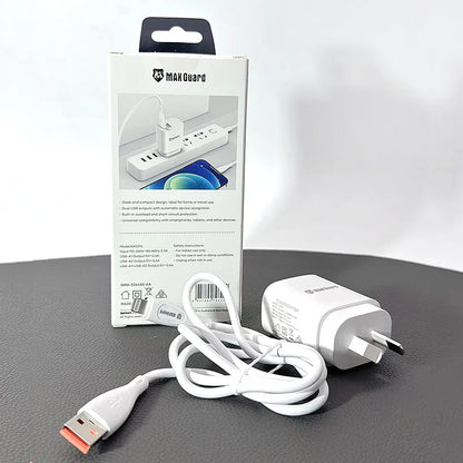 Maxguard 2.4A wall charger with USB-A to L combo KAC01L