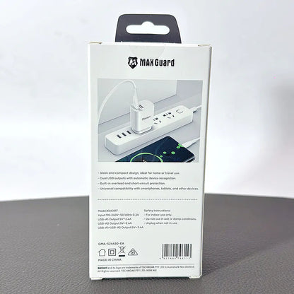 Maxguard 2.4A wall charger with USB-A to C combo KAC01T