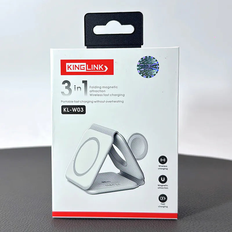 Kinglink 3 in 1 Folding MagFit Wireless Charger KLW03( For apple watch and IOS & android system phone)