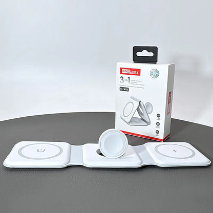 Kinglink 3 in 1 Folding MagFit Wireless Charger KLW03( For apple watch and IOS & android system phone)