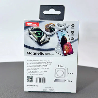 Kinglink 3 in 1 Folding MagFit Wireless Charger KLW03( For apple watch and IOS & android system phone)