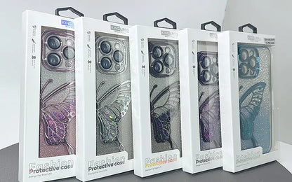 Case for Iphone 15 6.1 Kinglink Glitter Sandy Butterfly