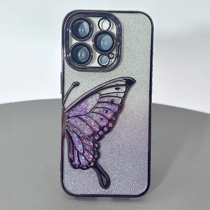 Case for Iphone 16e/17e Kinglink Glitter Sandy Butterfly