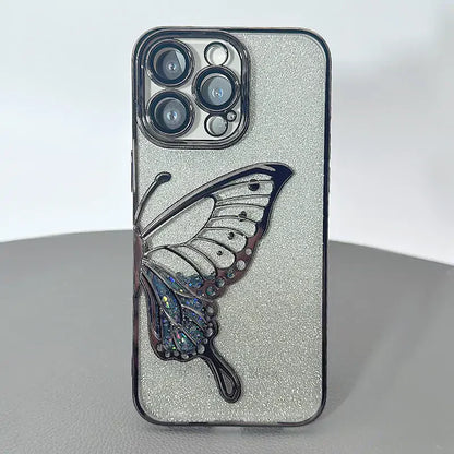 Case for Iphone 15 Pro 6.1 Kinglink Glitter Sandy Butterfly