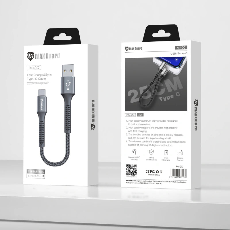 Maxguard 25cm USB A To Type-C cable M40C
