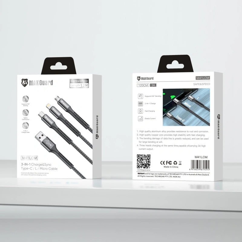 Maxguard 1.2m  3 in 1 cable M41LCM