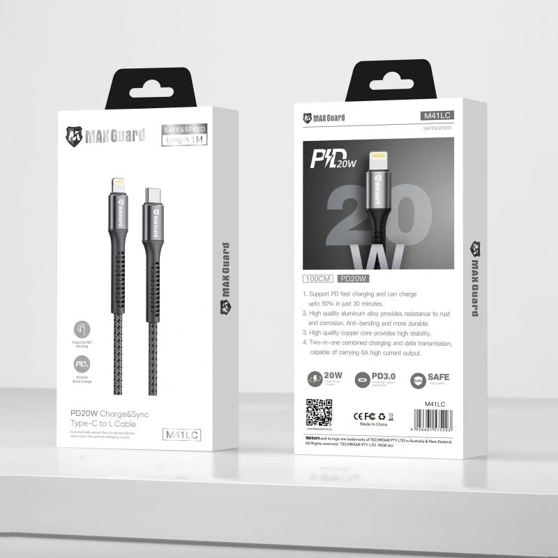 Maxguard 1m 20W Type-C to Lightning cable M41LC