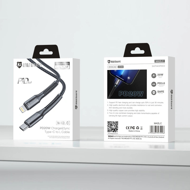 Maxguard 2m 20W Type-C to Lightning cable M42LC