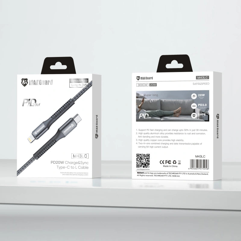 Maxguard 3m 20W Type-C to Lightning cable M43LC